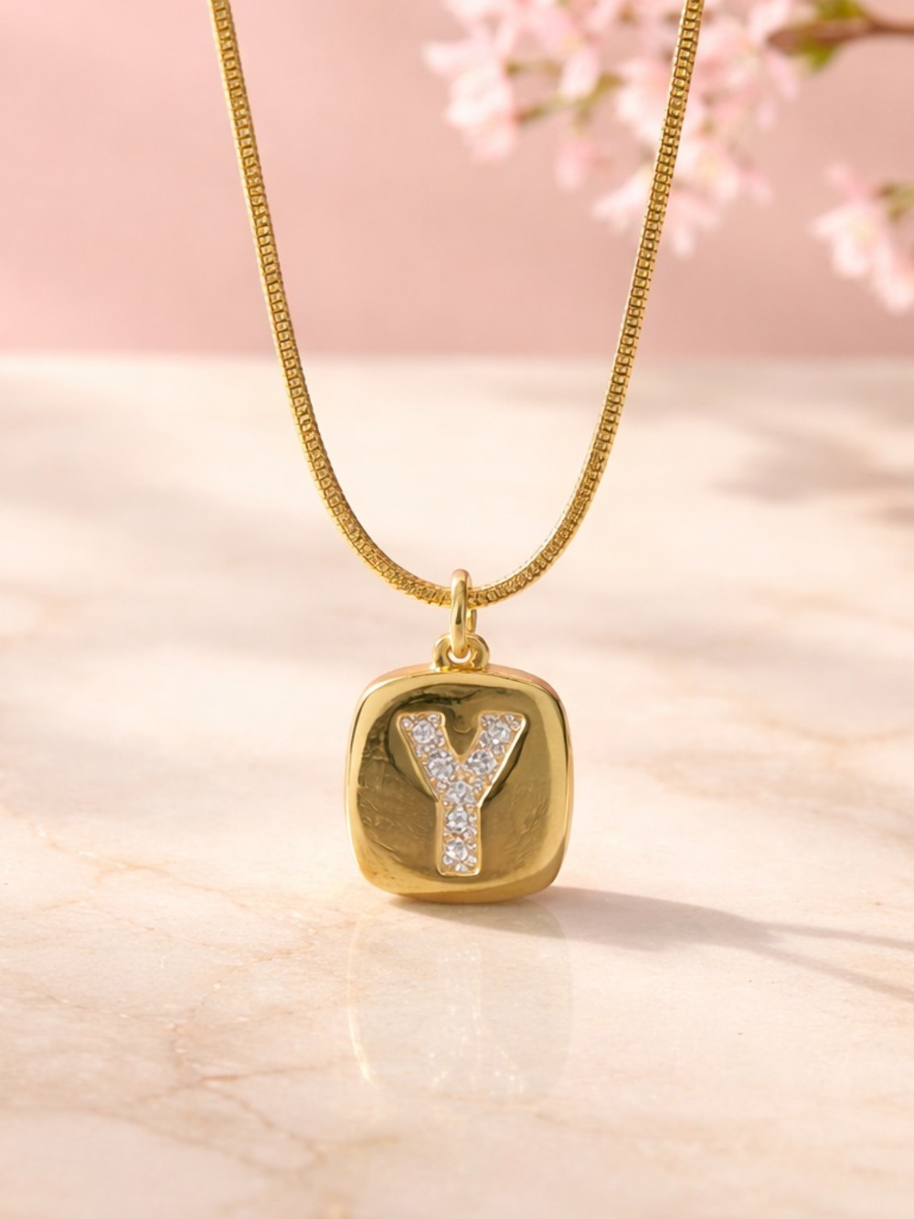 Y letter Elegant cubic zirconia stone Gold Necklace